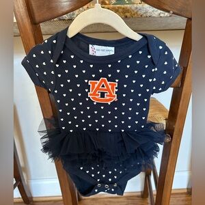 NWOT Auburn Baby Girl 6 Month Navy Onesie with Hearts & Tutu